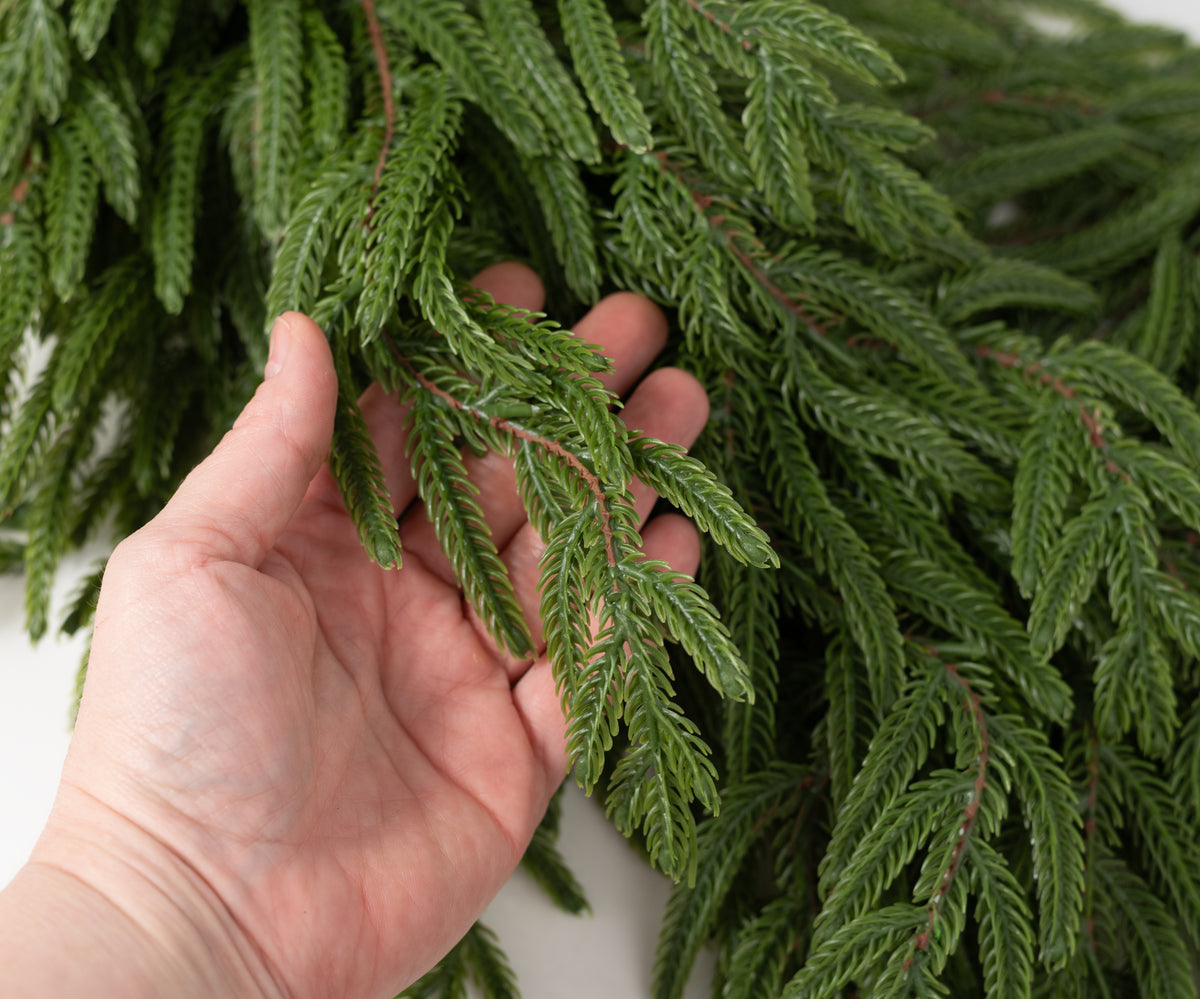 44" Real Touch Norfolk Pine Premium Full Garland: Dark Green