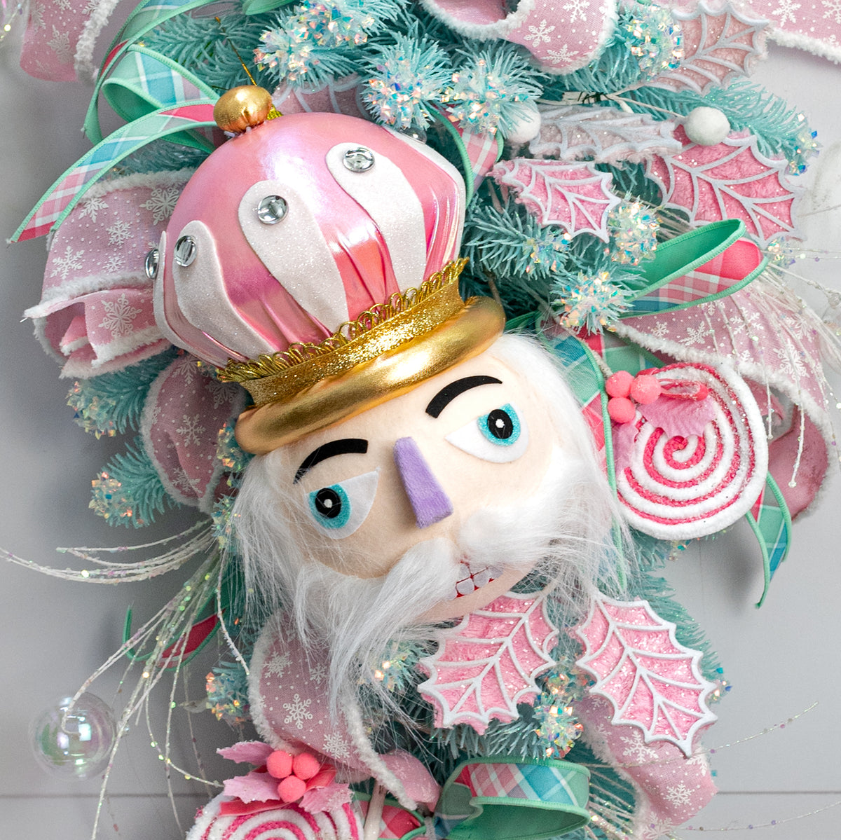 12" Nutcracker King Head Ornament: Pink & Lavender