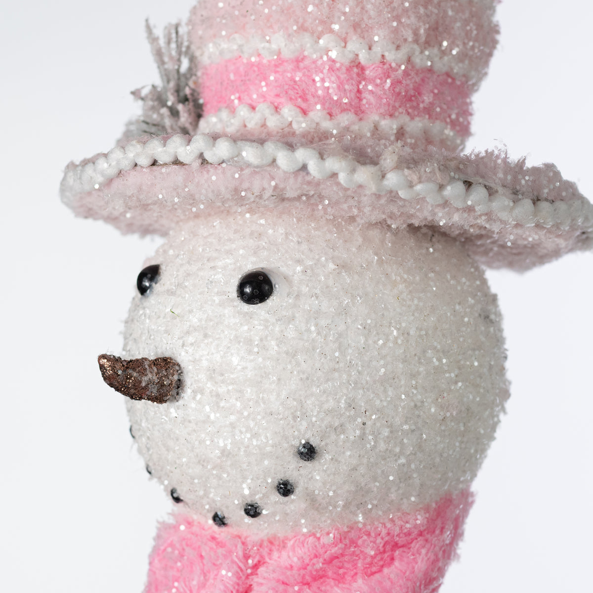 23" Snowman Head Fuzzy Fabric Spray: Pink & White