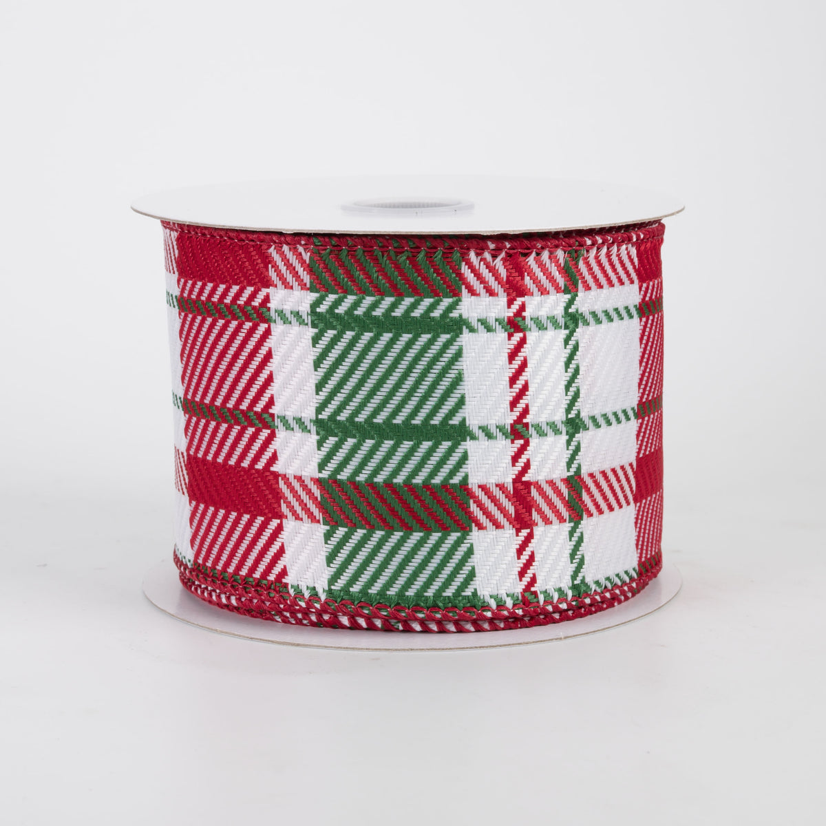 2.5" Bold Evan Christmas Woven Plaid Ribbon: Red & Emerald (10 Yards)