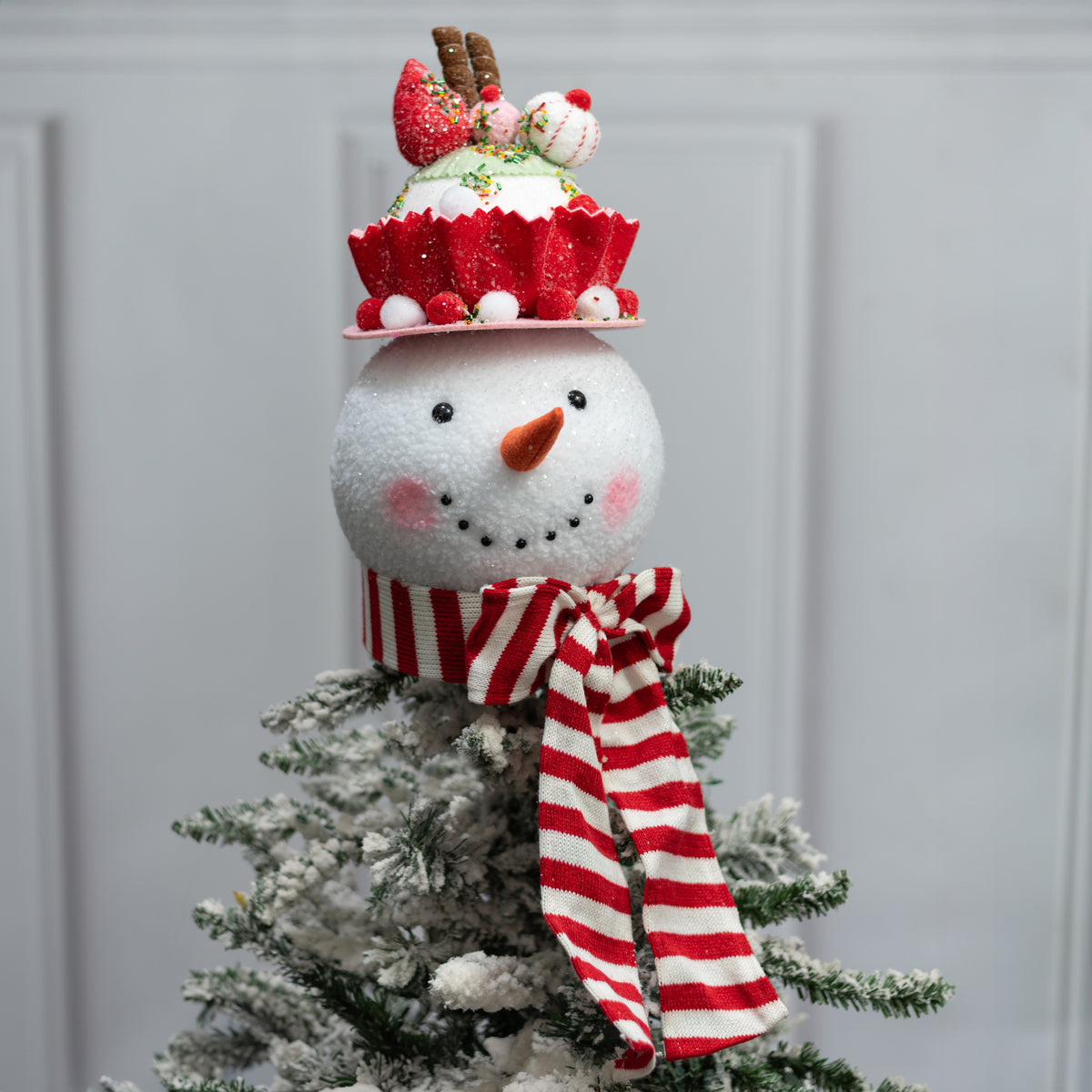 14" Ice Cream Snowman Head Tree & Table Topper
