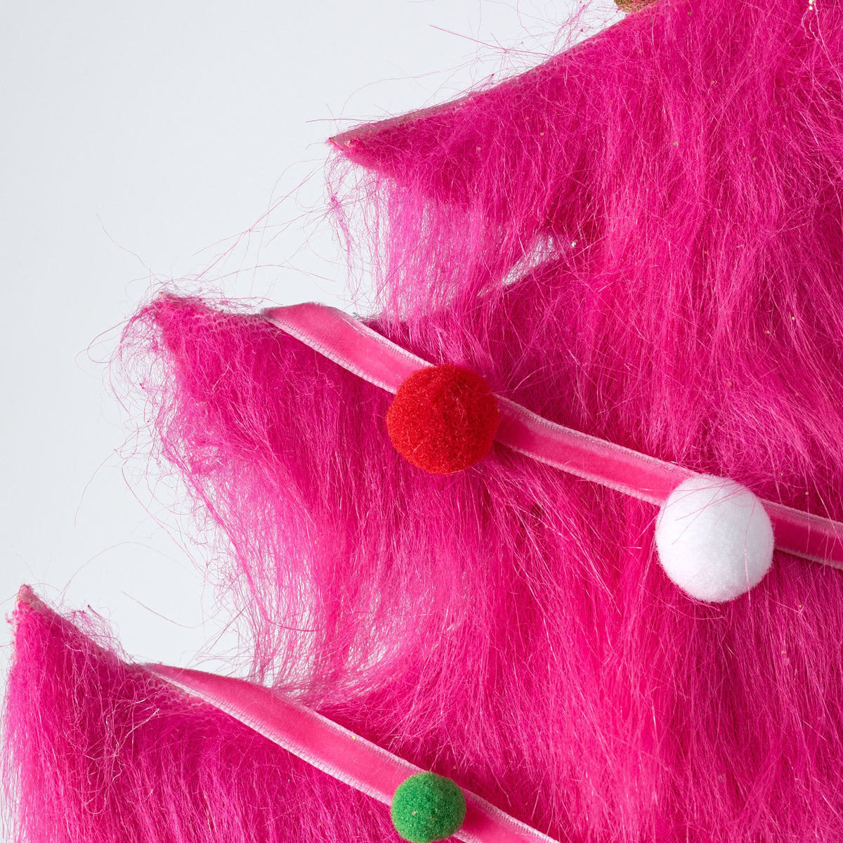 28" Furry Whimsical Christmas Tree Pick: Hot Pink