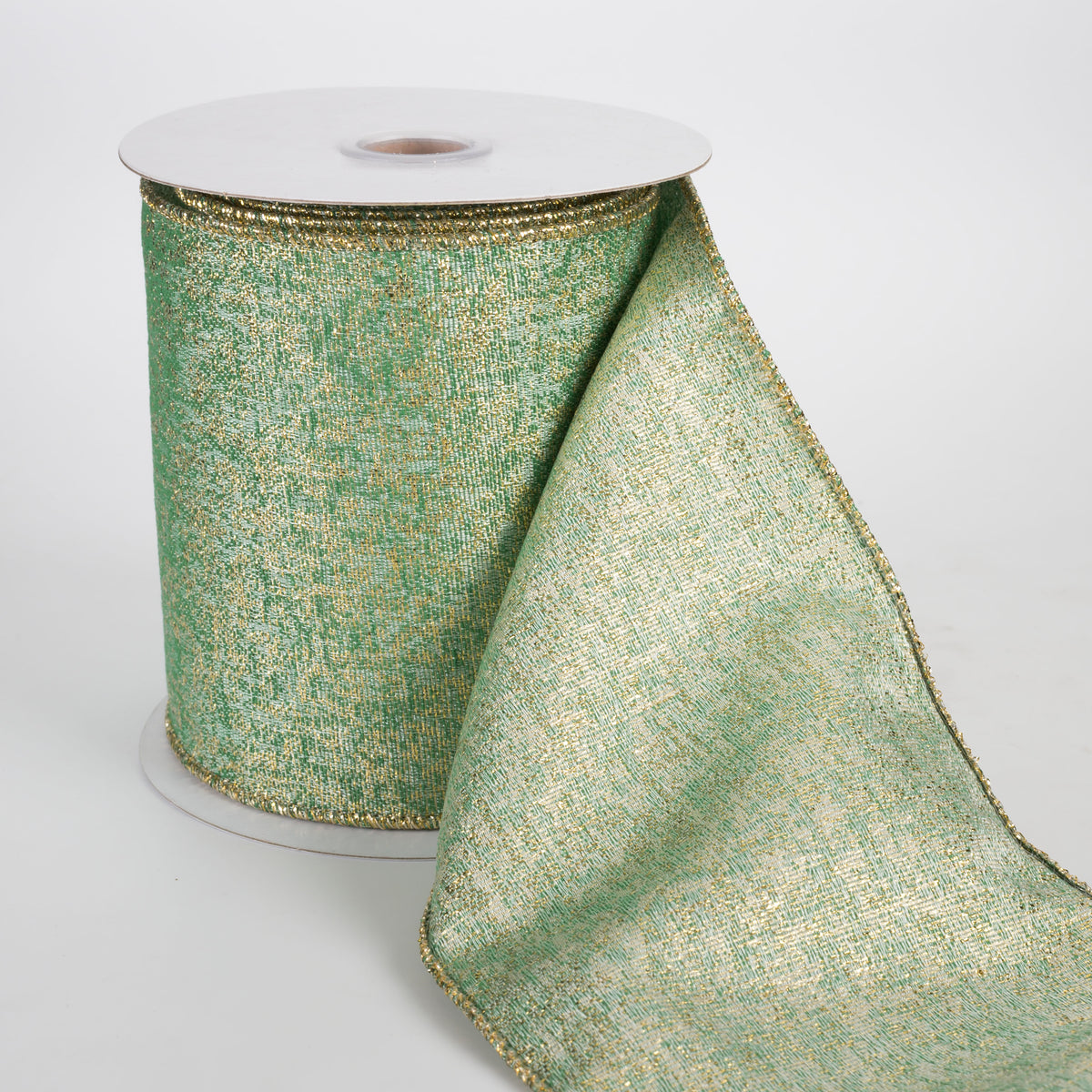 4" Metallic Mist Woven Ribbon: Emerald, Jade & Gold (10 Yards)