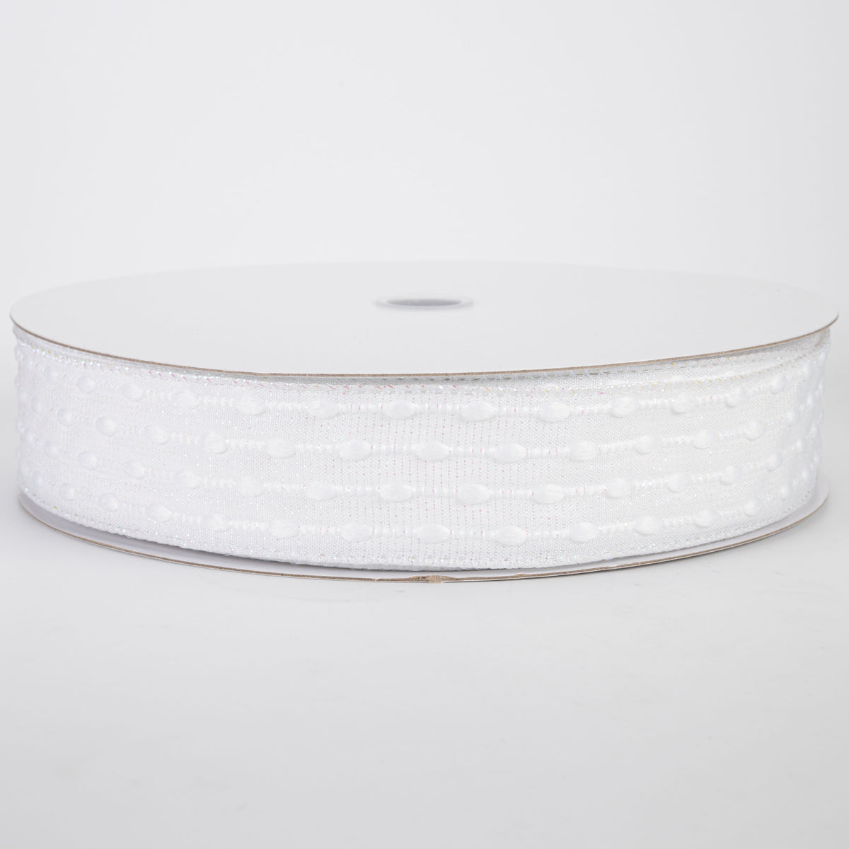1.5" White Snowball Weave Ribbon: White Iridescent (50 Yards)