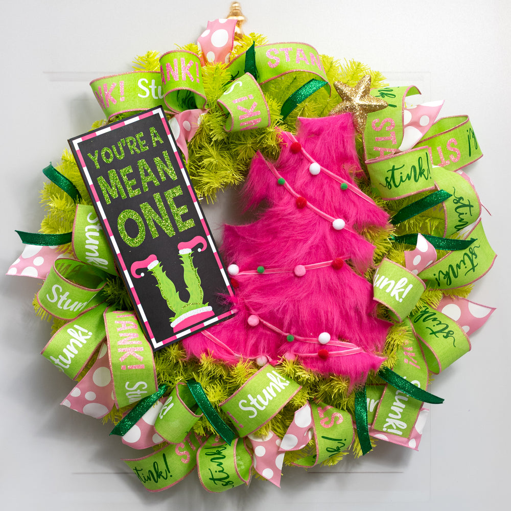 28" Furry Whimsical Christmas Tree Pick: Hot Pink