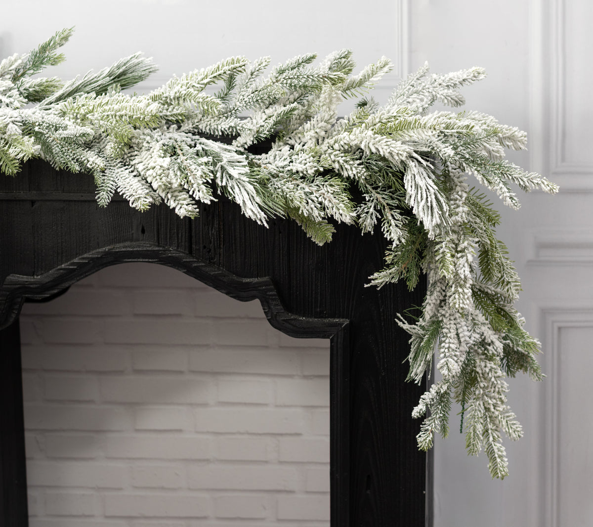 72" Mixed Swiss Pine Garland: Flocked Evergreen (48 Tips)