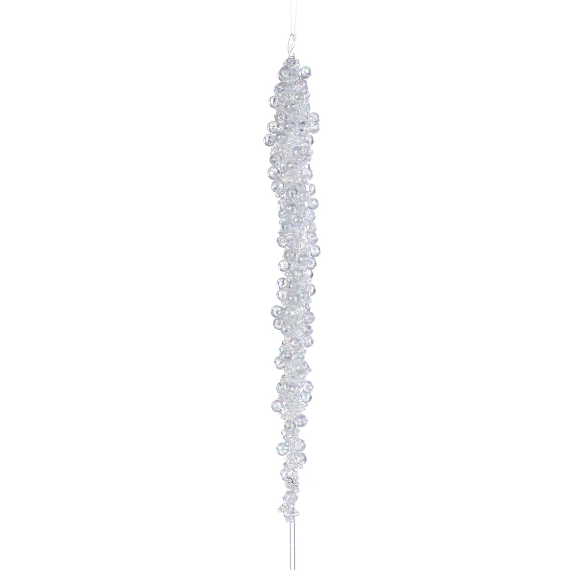 12" Beaded Icicle Ornament: Iridescent Clear