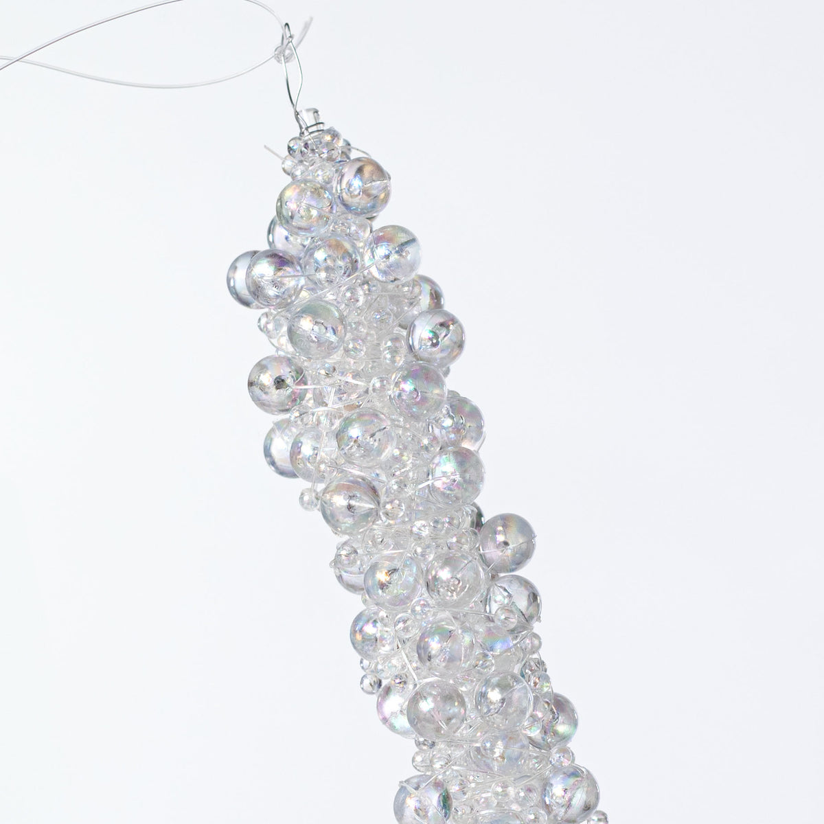 12" Beaded Icicle Ornament: Iridescent Clear