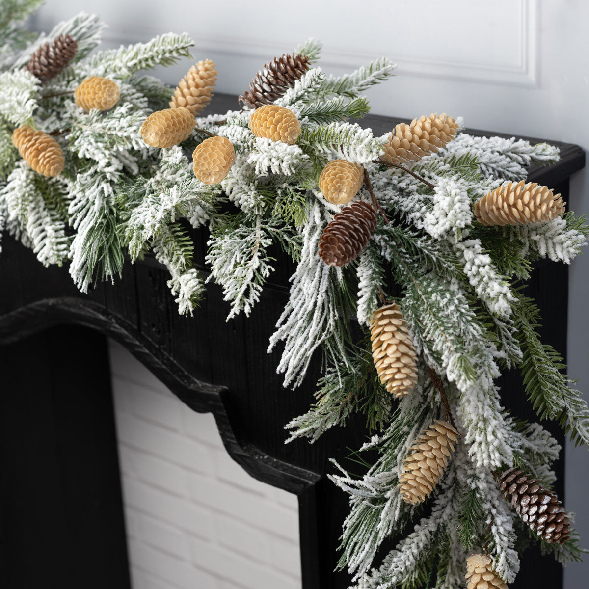 48" Mixed Pinecones Garland: Frosted Natural