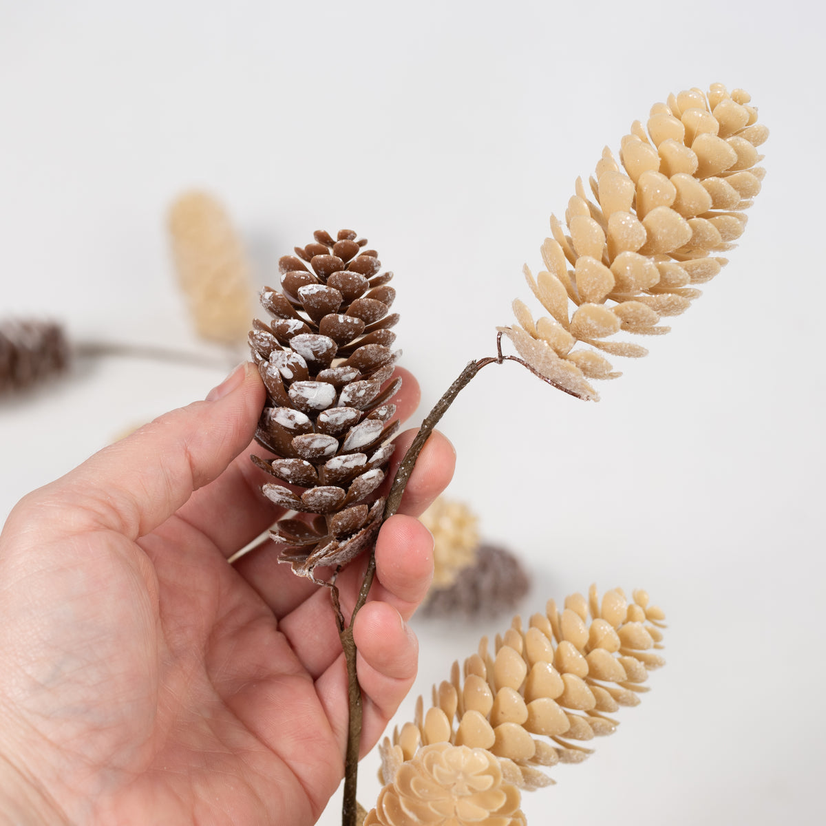 48" Mixed Pinecones Garland: Frosted Natural