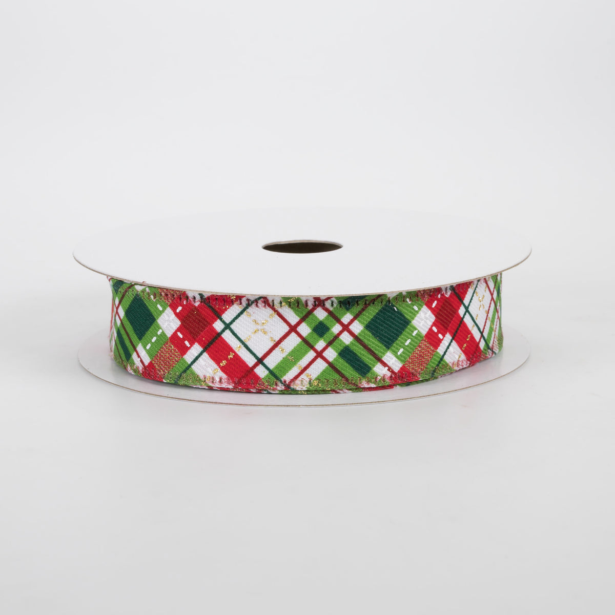 7/8" Linen Glitter Diagonal Plaid: Christmas (10 Yards)