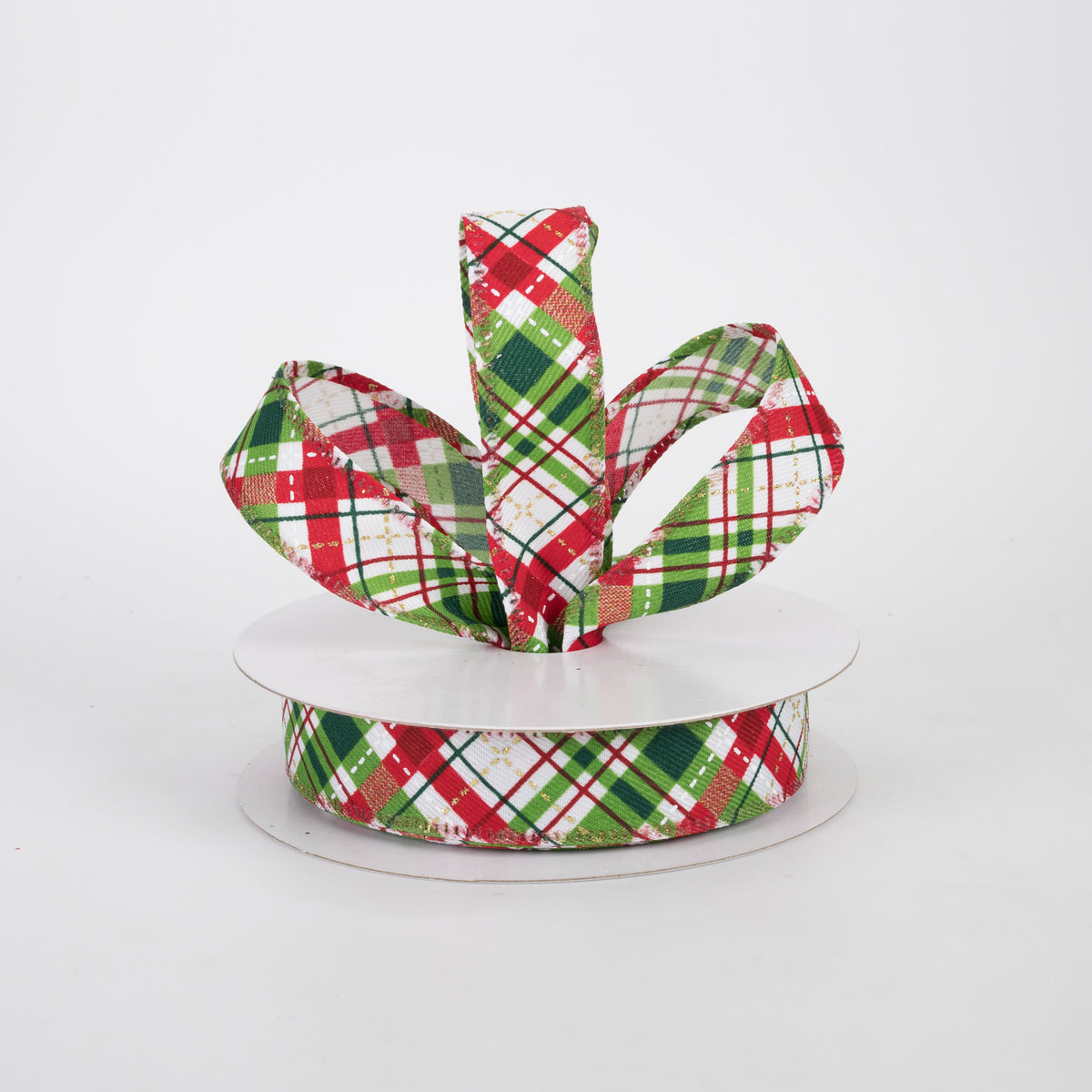 7/8" Linen Glitter Diagonal Plaid: Christmas (10 Yards)
