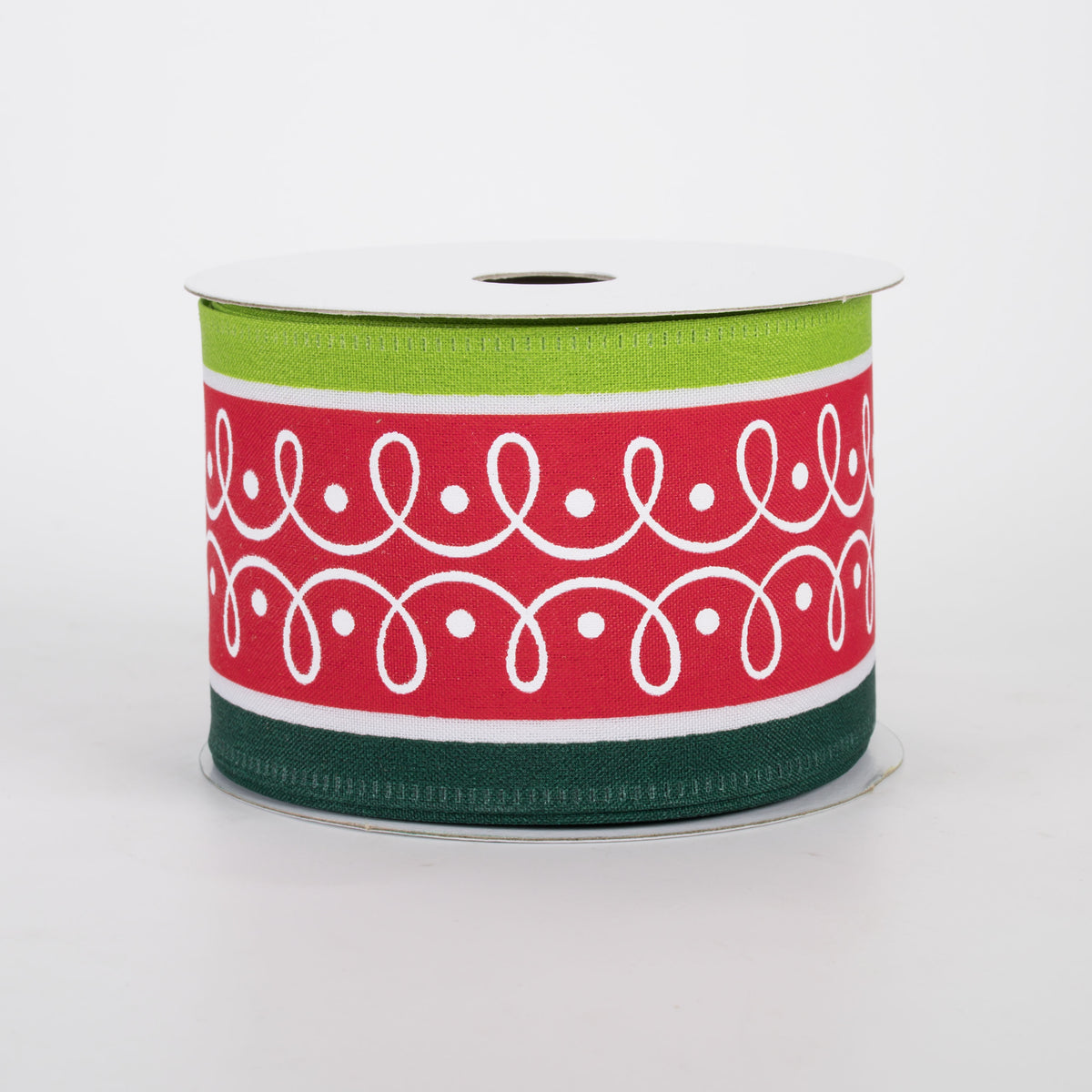 2.5" Loopy Stripes Satin Ribbon: Red, Emerald & Lime (10 Yards)