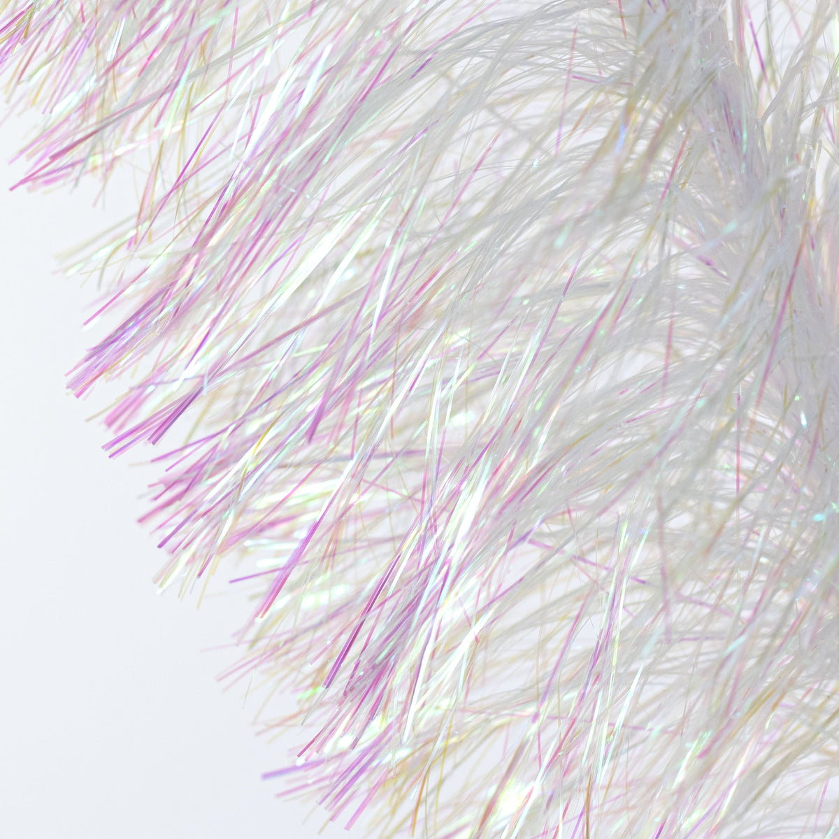 34" Fluffy Tinsel Spike Pick: Iridescent White