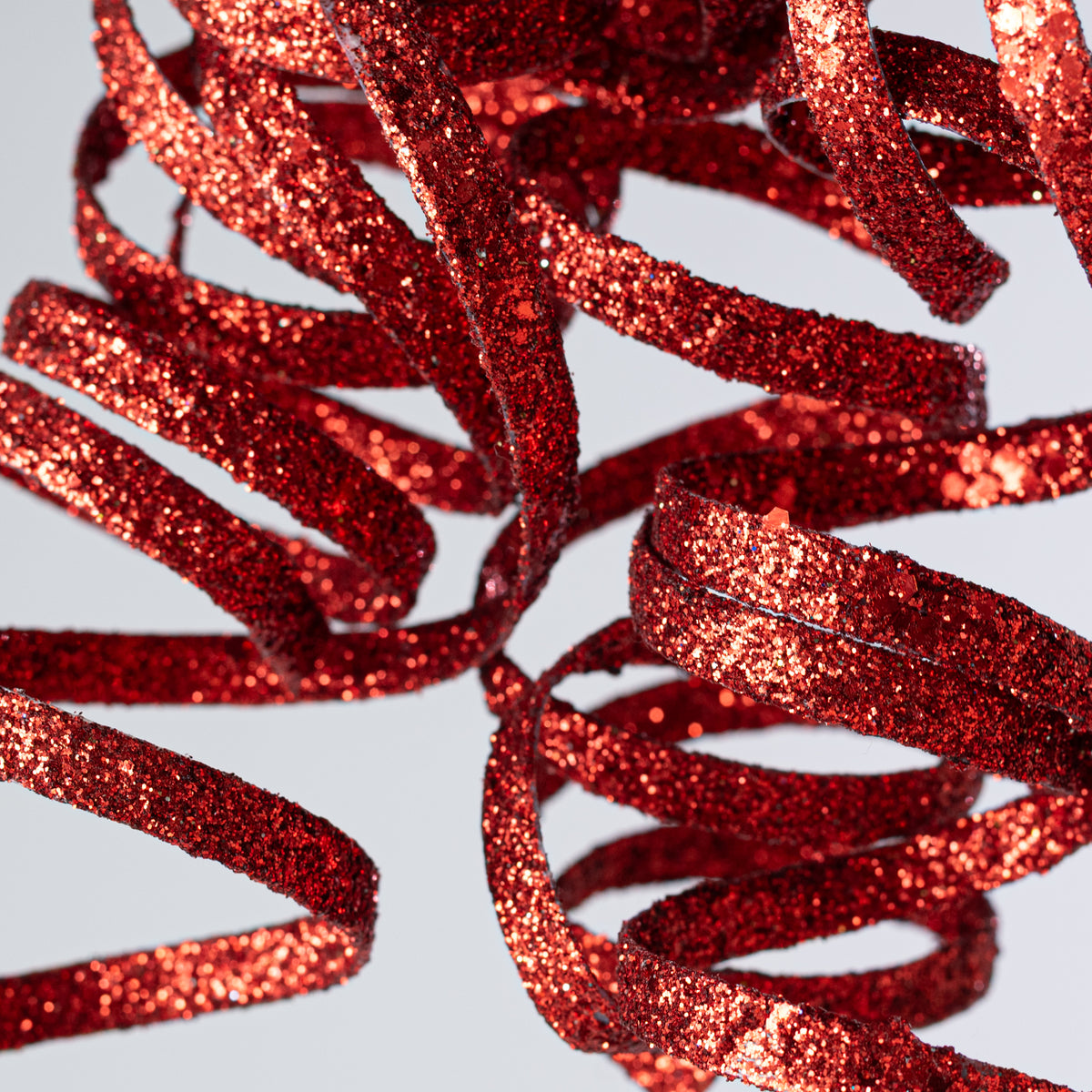 31" Curly Glitter Ribbon Spray: Red