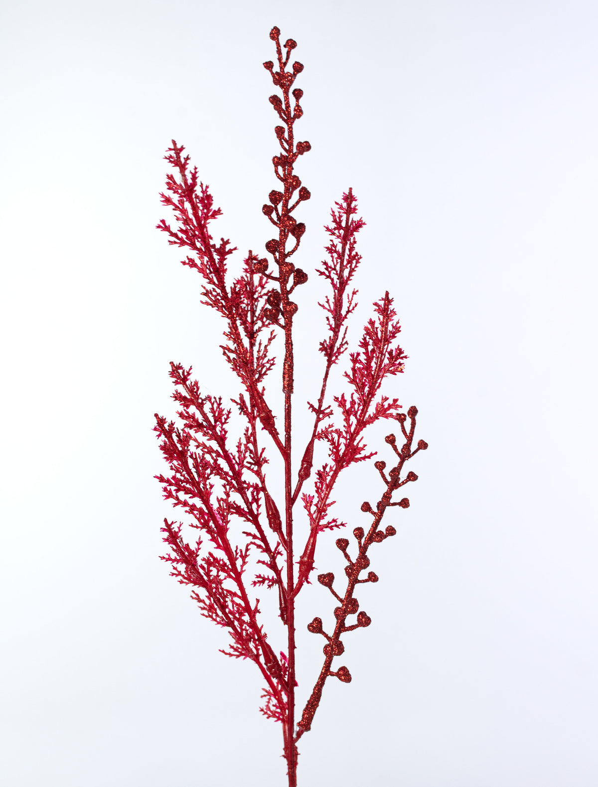 19" Glittered Cypress & Seed Pod Bush: Red