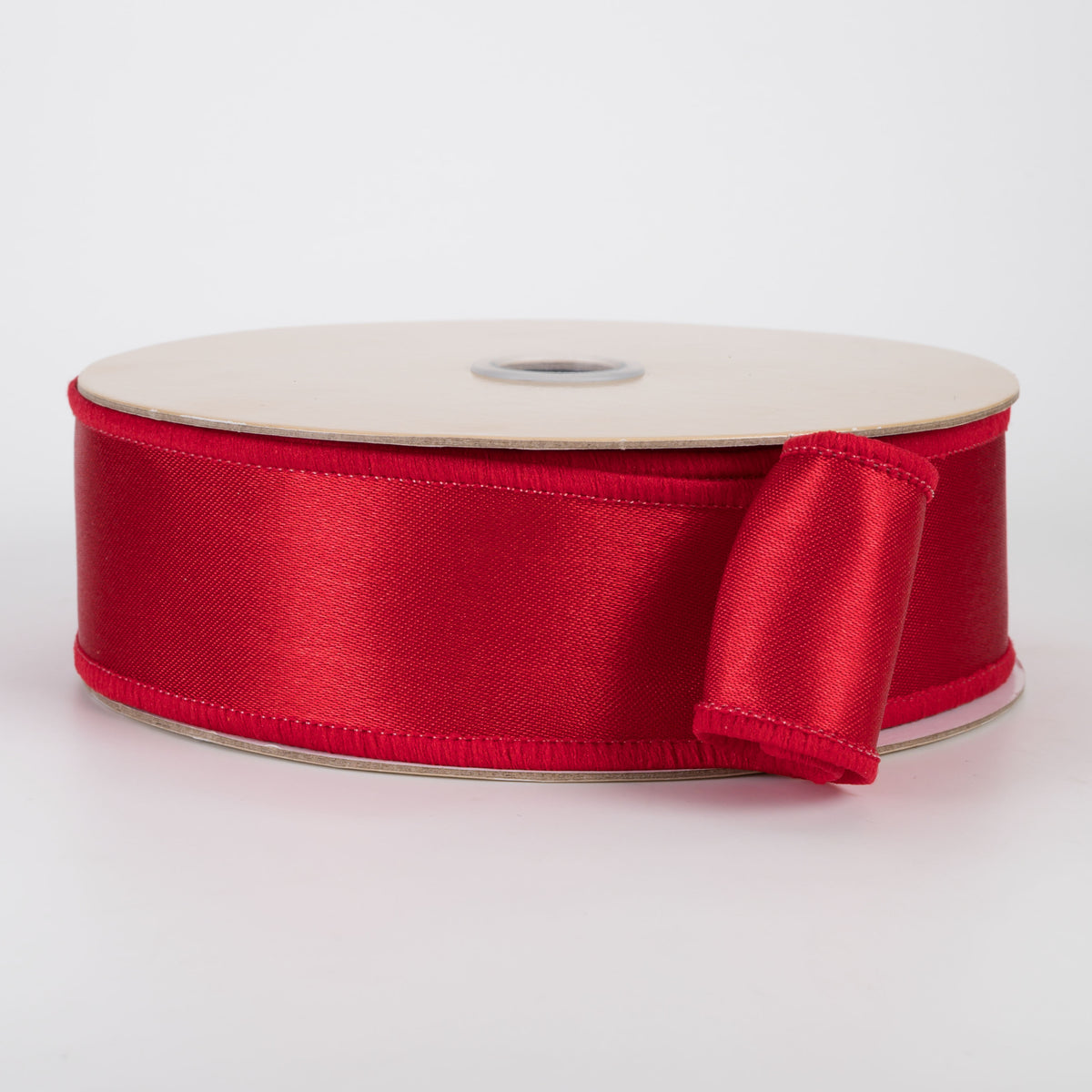 1.5" Double Sided Fused Satin Ribbon: Red (10 Yards)