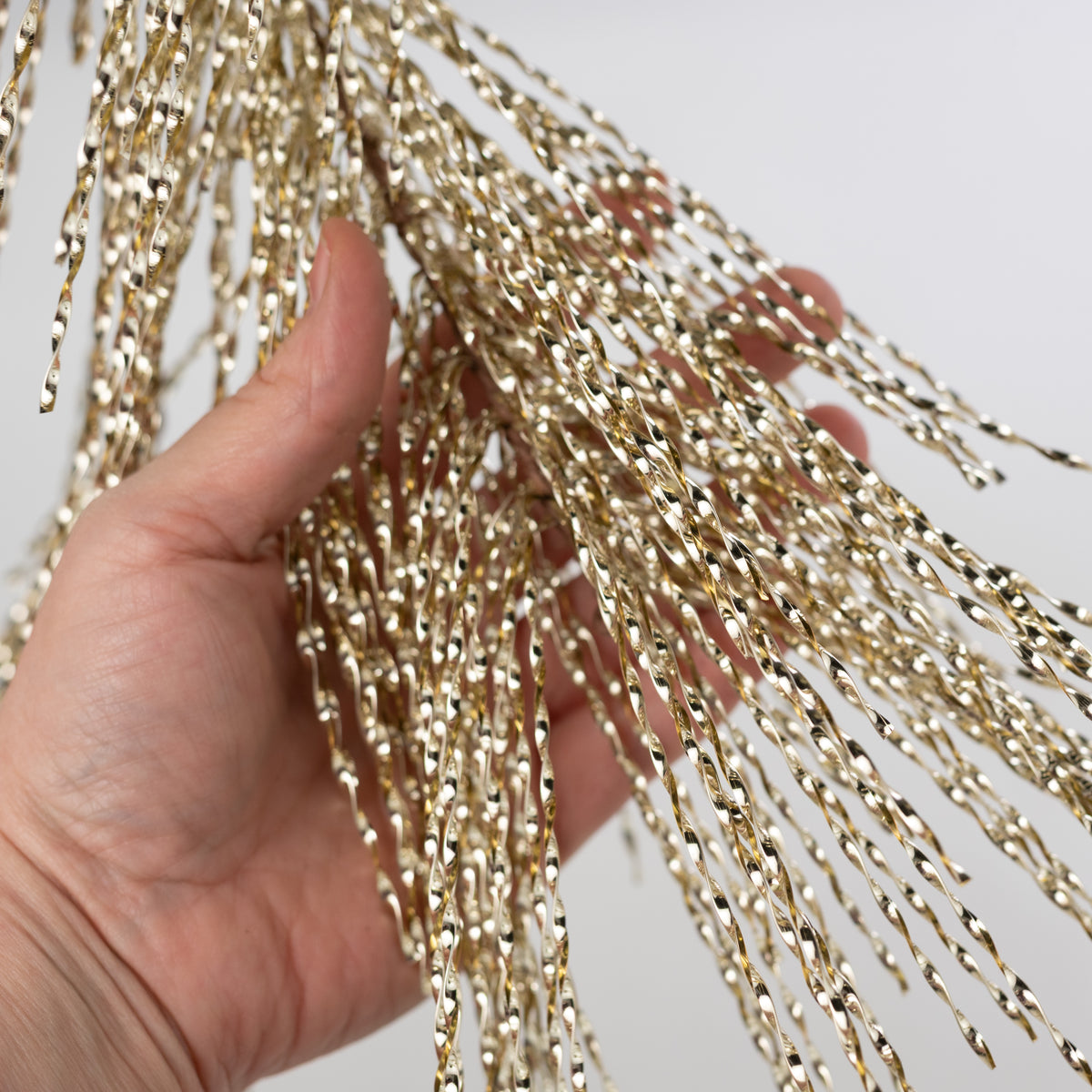 6' Twisted Tinsel Grass Garland: Champagne Gold