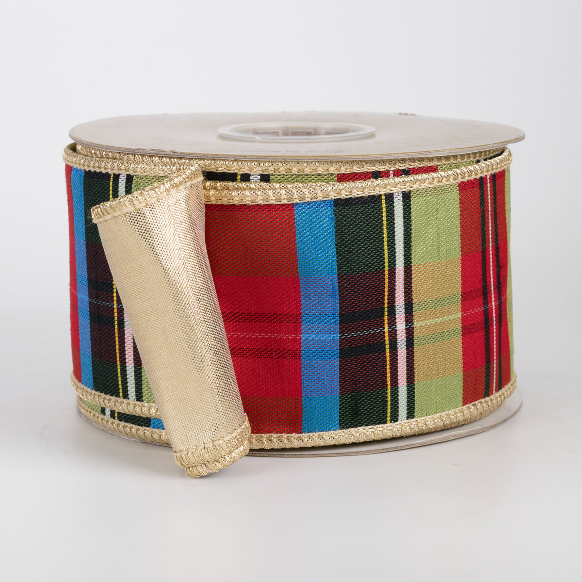 2.5" Designer Double Sided Dupioni Plaid Ribbon: Multicolor (10 Yards)