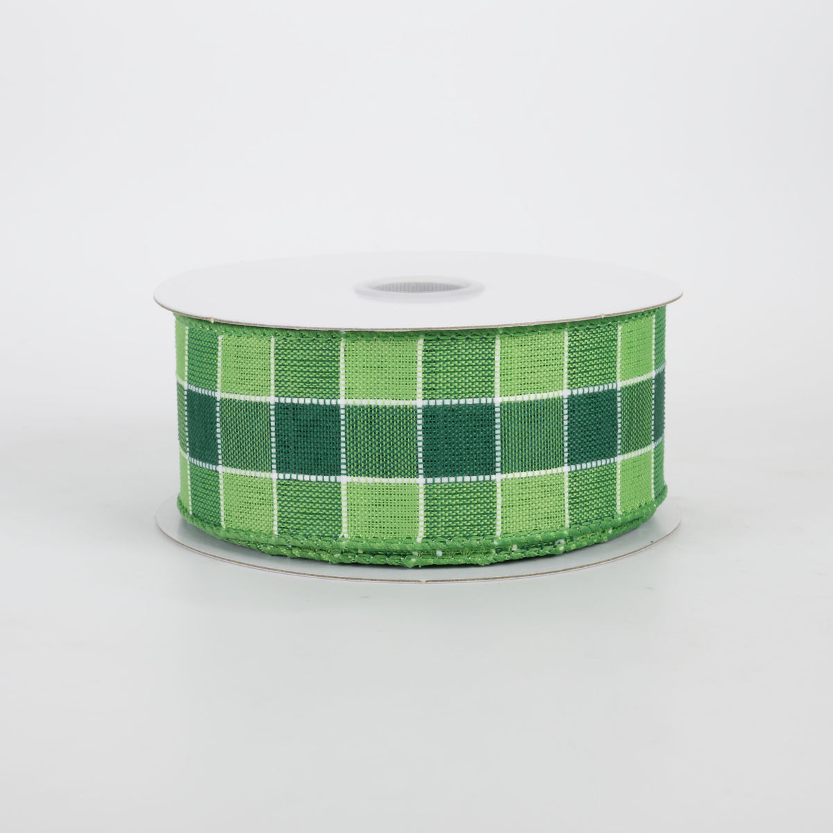 1.5" Lime & Emerald Plaid Checks Ribbon (10 Yards)