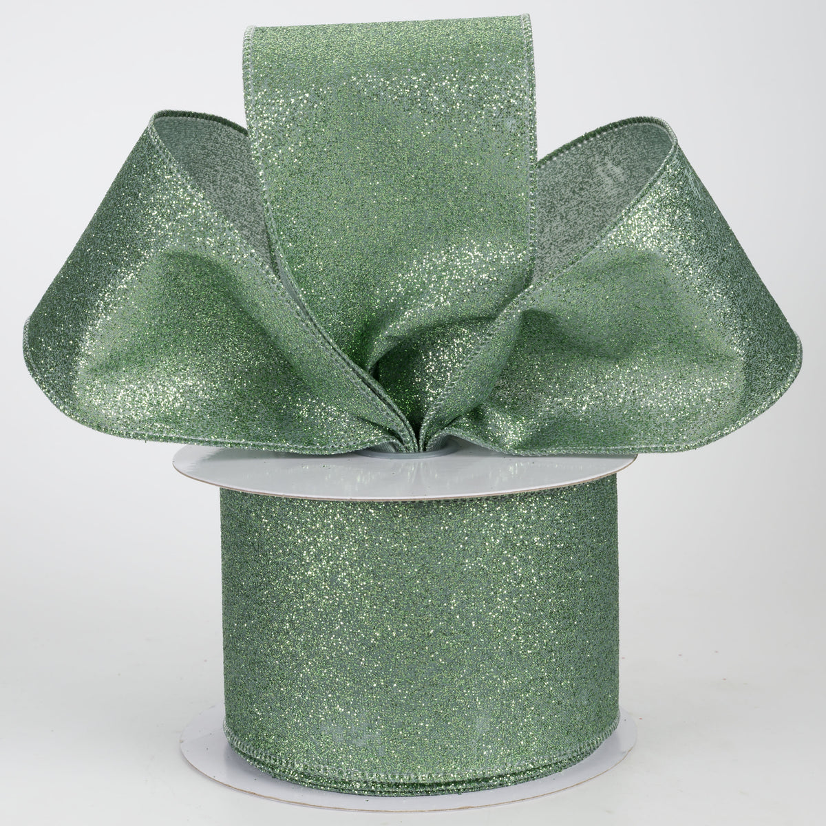 2.5" Shimmer Glitter Ribbon: Sage Green (10 Yards)