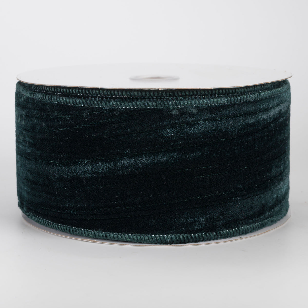 2.5" Deluxe Crushed Velvet Wired Ribbon: Dark Hunter Green (10 Yards)