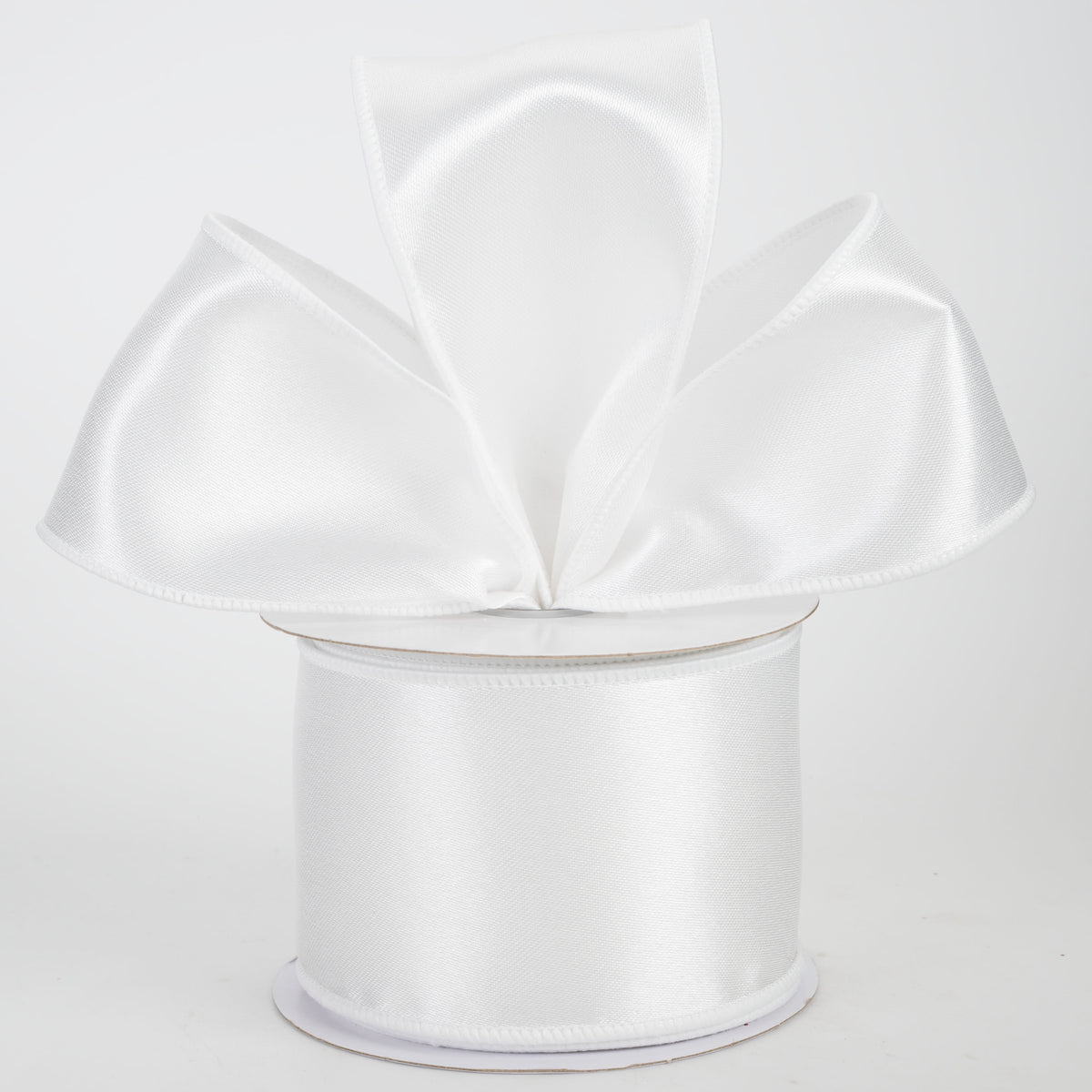 2.5" Single Faced Thick Satin Ribbon: White (10 Yards)