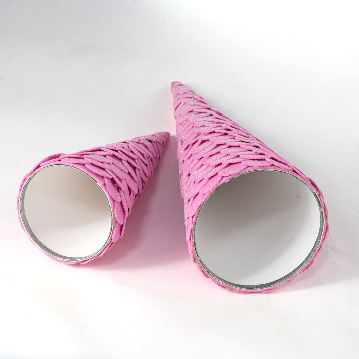 12" & 18" Glittered Felt Pinecone Trees: Pink (Set of 2)