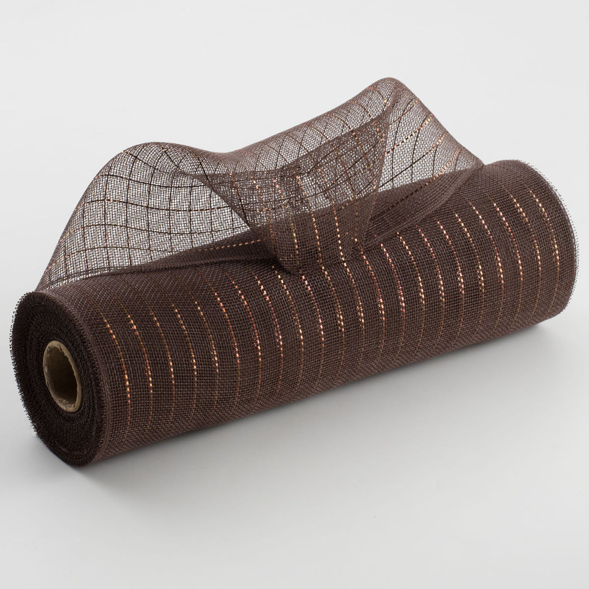 10" Metallic Fine Weave Deco Mesh: Chocolate Brown