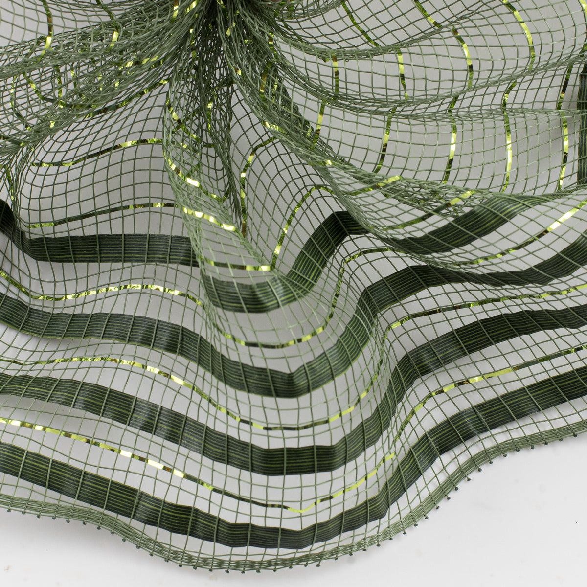 10" XL Wide Foil Border Mesh: Metallic Moss Green