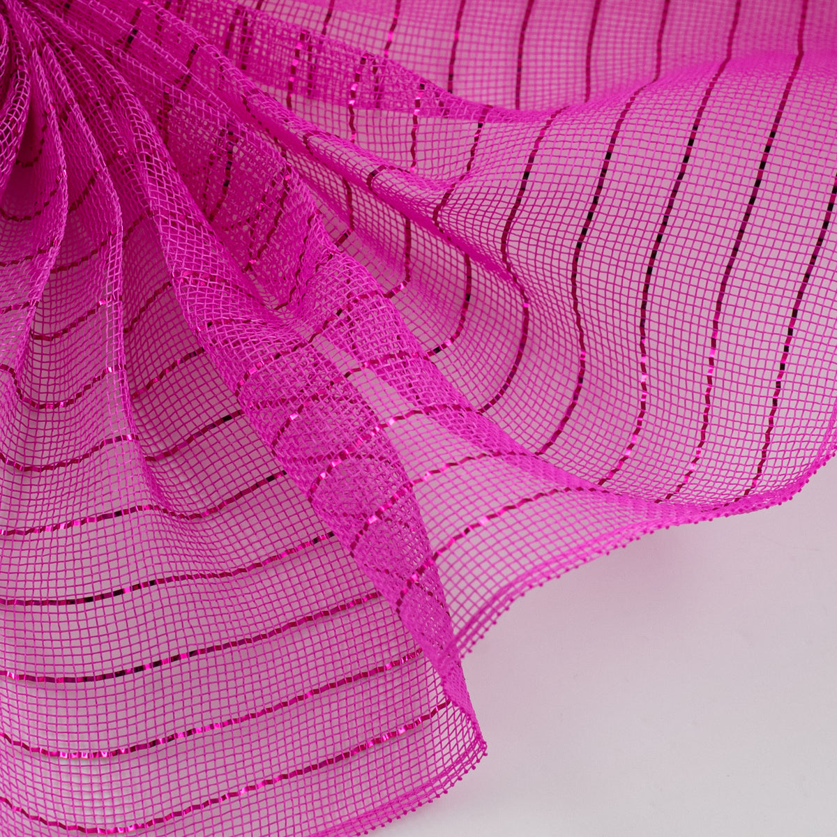 10" Metallic Fine Weave Deco Mesh: Hot Pink