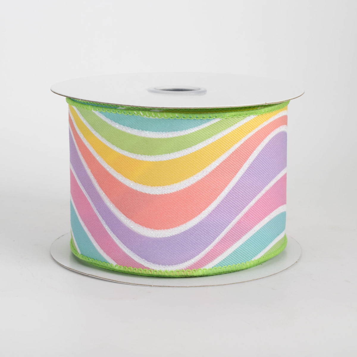 2.5" Multicolor Wavy Stripe Ribbon: Pastels (10 Yards)