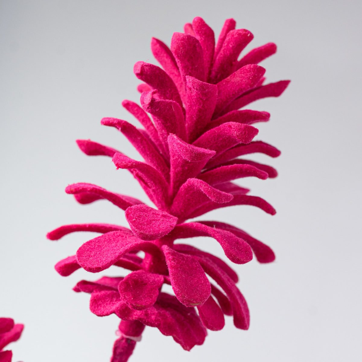 24" Flocked Pinecone Spray: Hot Pink