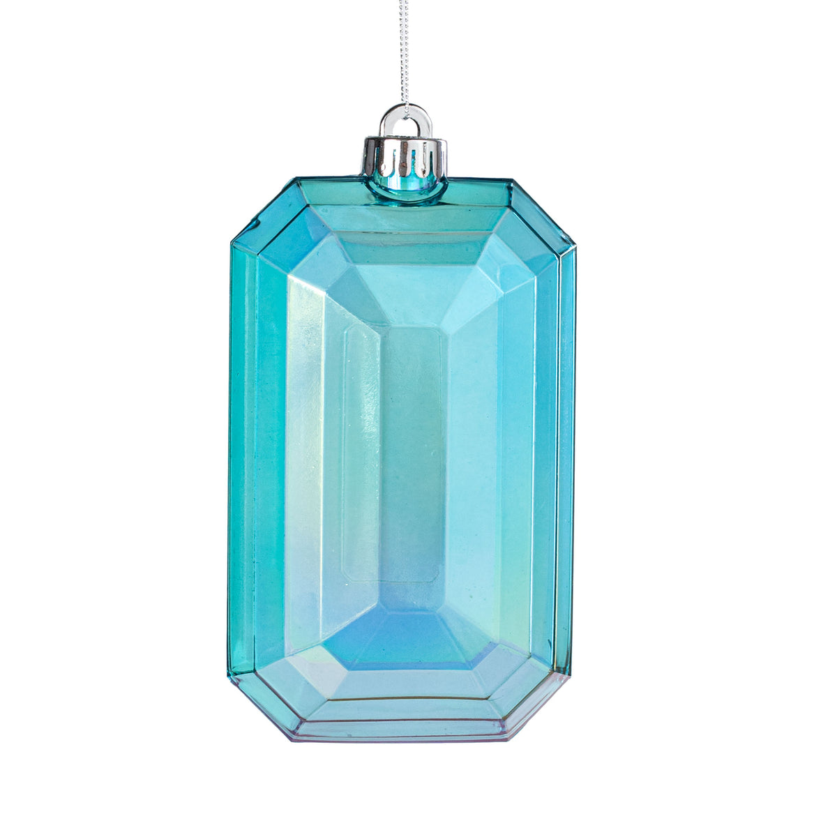7" Iridescent Rectangle Gem Ornament: Turquoise