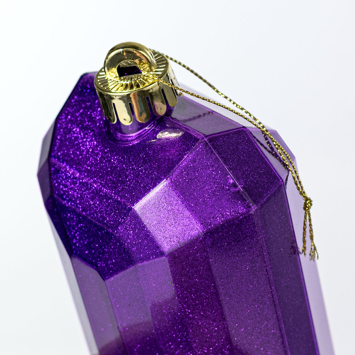 7" Glitter Inside Rectangle Gem Ornament: Purple