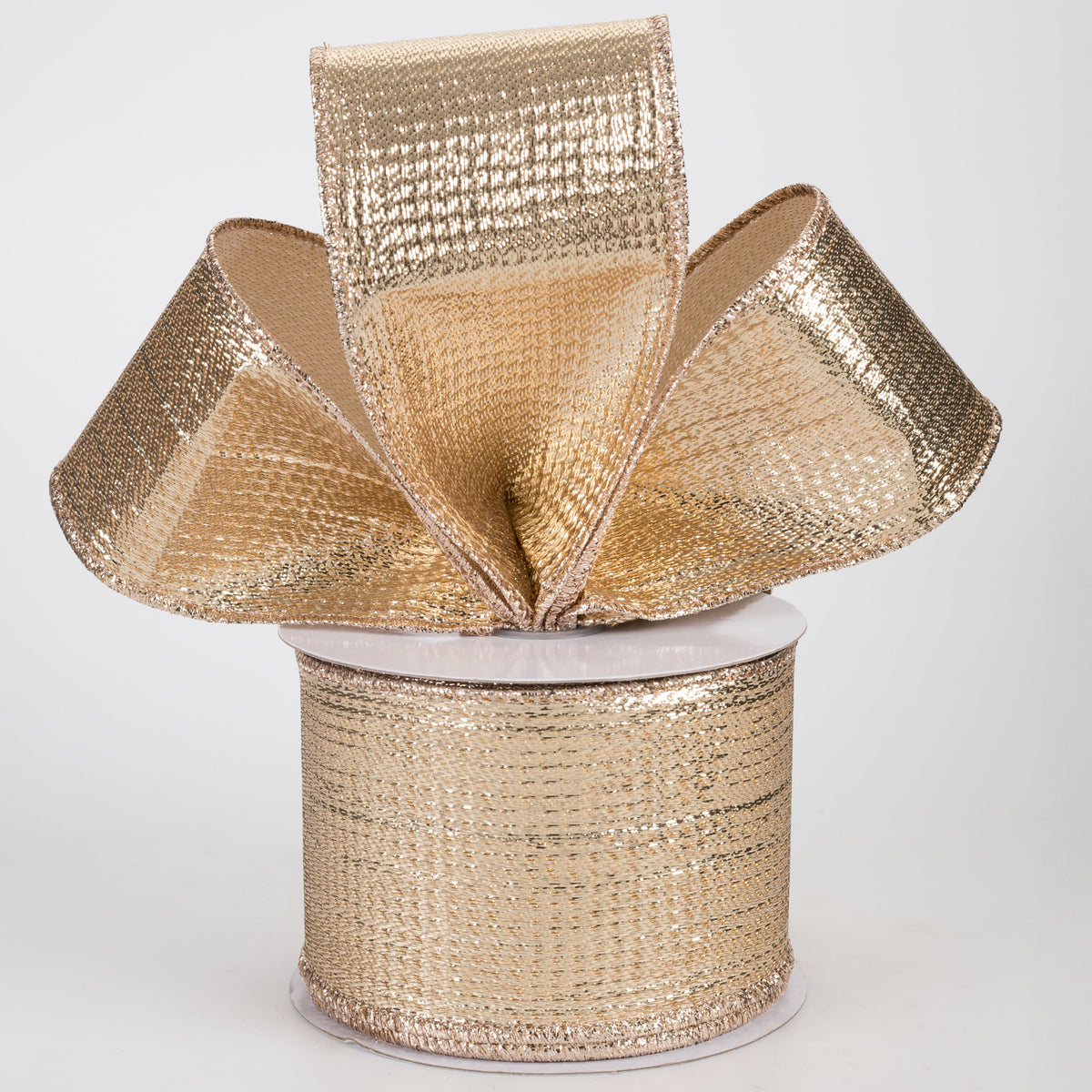 2.5" Metallic Lamé Ribbon: Champagne Gold (10 Yards)