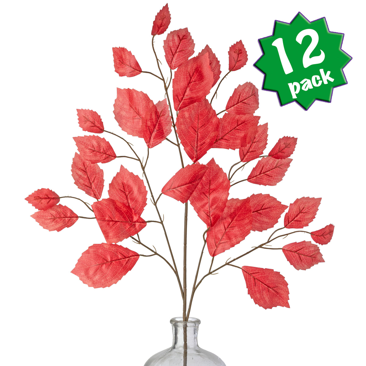 28" Rose Leaf Sprays: Red (12)