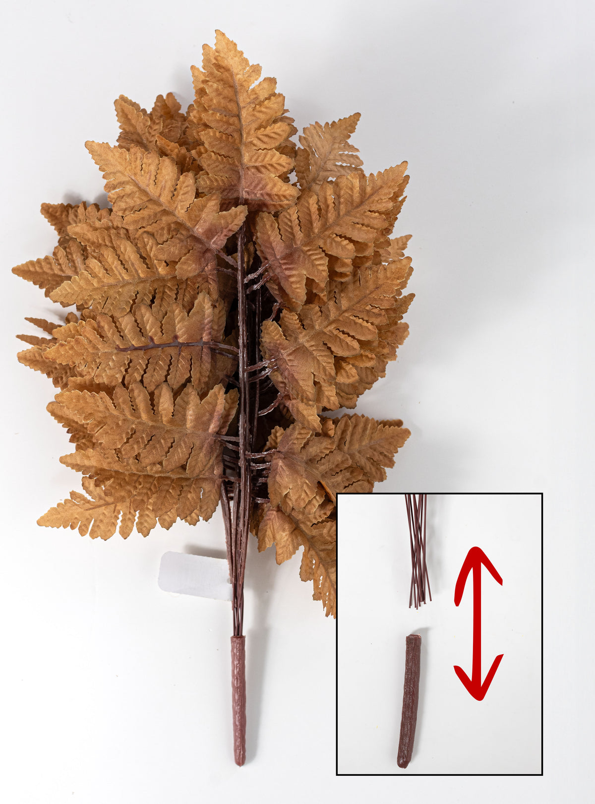 17" Pull Apart Silk Leather Leaf Bush: Light Brown (12 Stems)