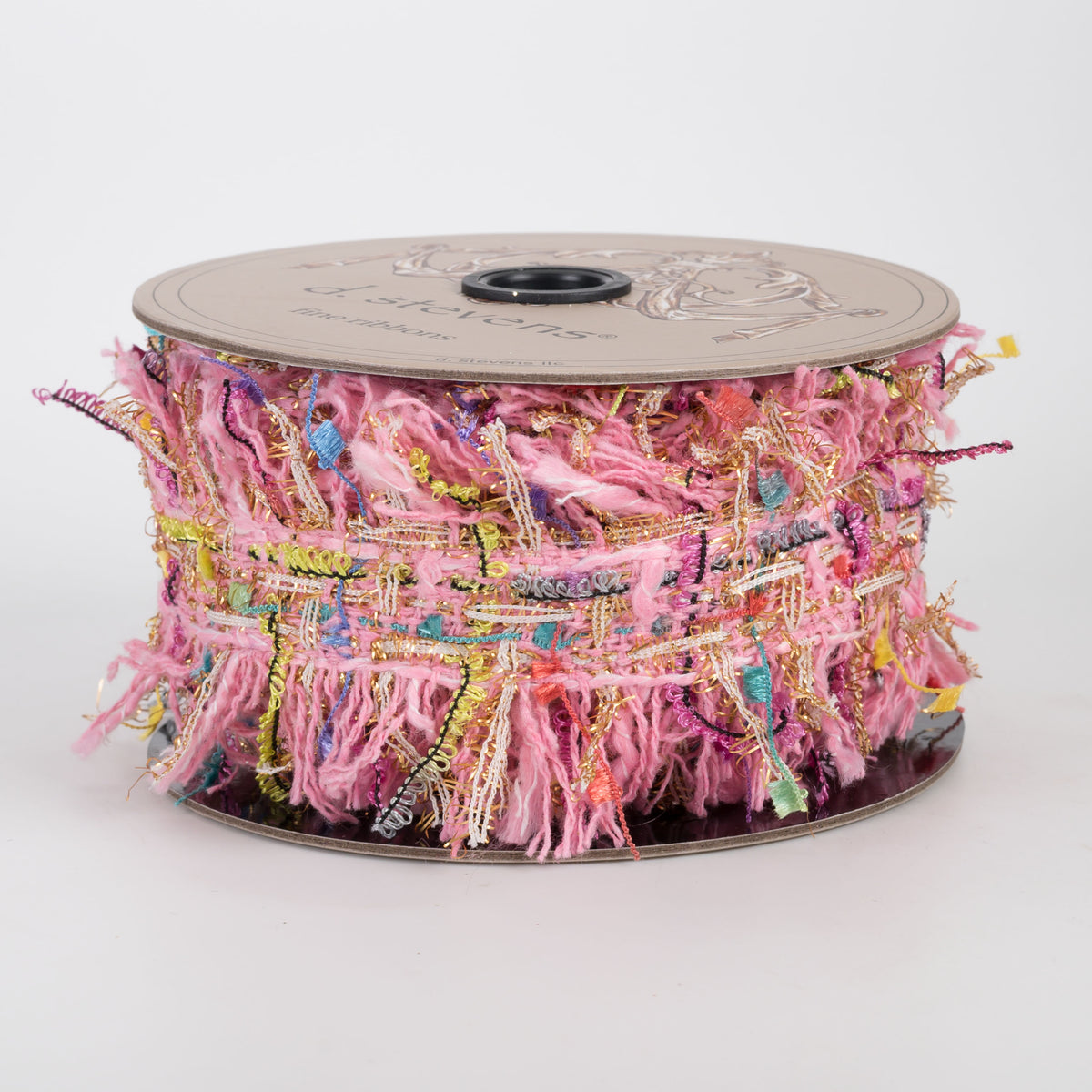 [D Stevens] 2.5" Blissful Boucle Frayed Edge Ribbon: Pink (5 Yards)