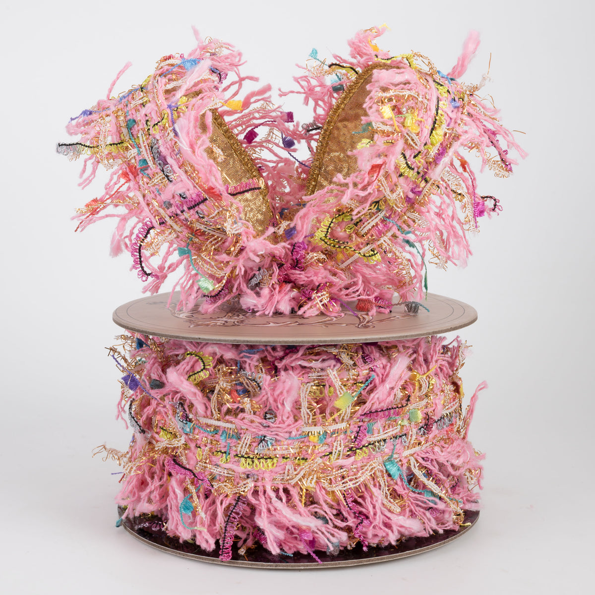 [D Stevens] 2.5" Blissful Boucle Frayed Edge Ribbon: Pink (5 Yards)