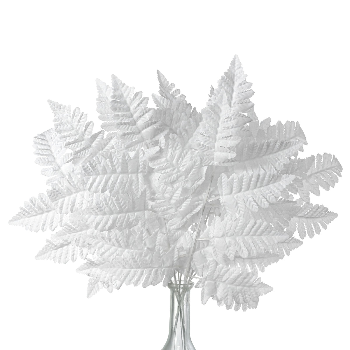 17" Pull Apart Silk Leather Leaf Bush: White (12 Stems)