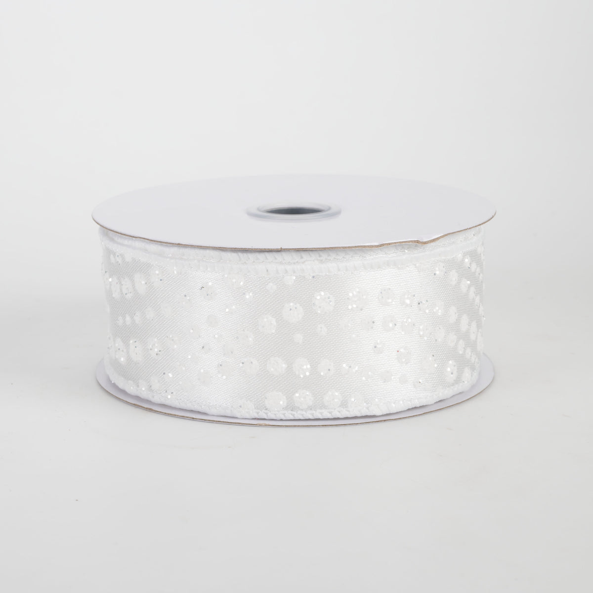 1.5" Raised Wavy Polka Dots Ribbon: White (10 Yards)