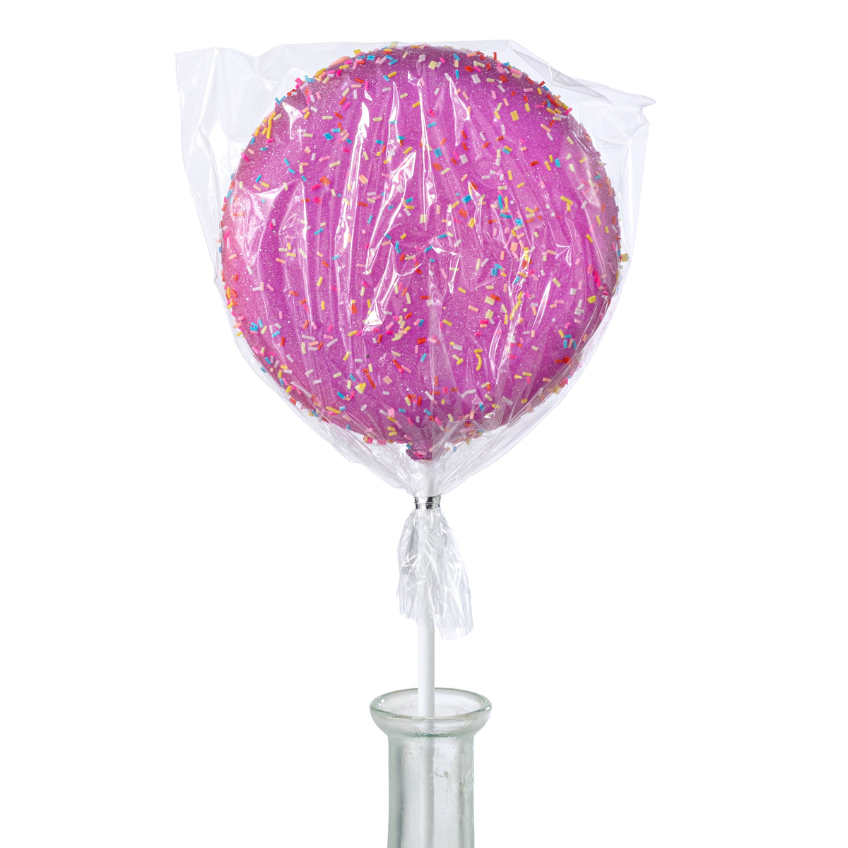 4.75" x 11.5" Candy Sprinkle Lollipop Stick: Hot Pink