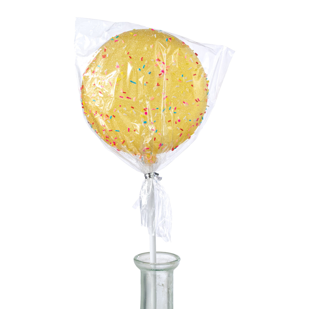 4" x 10" Candy Sprinkle Lollipop Stick: Yellow