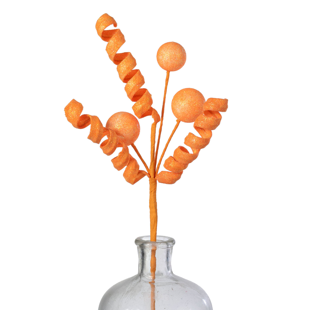 18" Glitter Ball & Curly Pick: Iridescent Orange