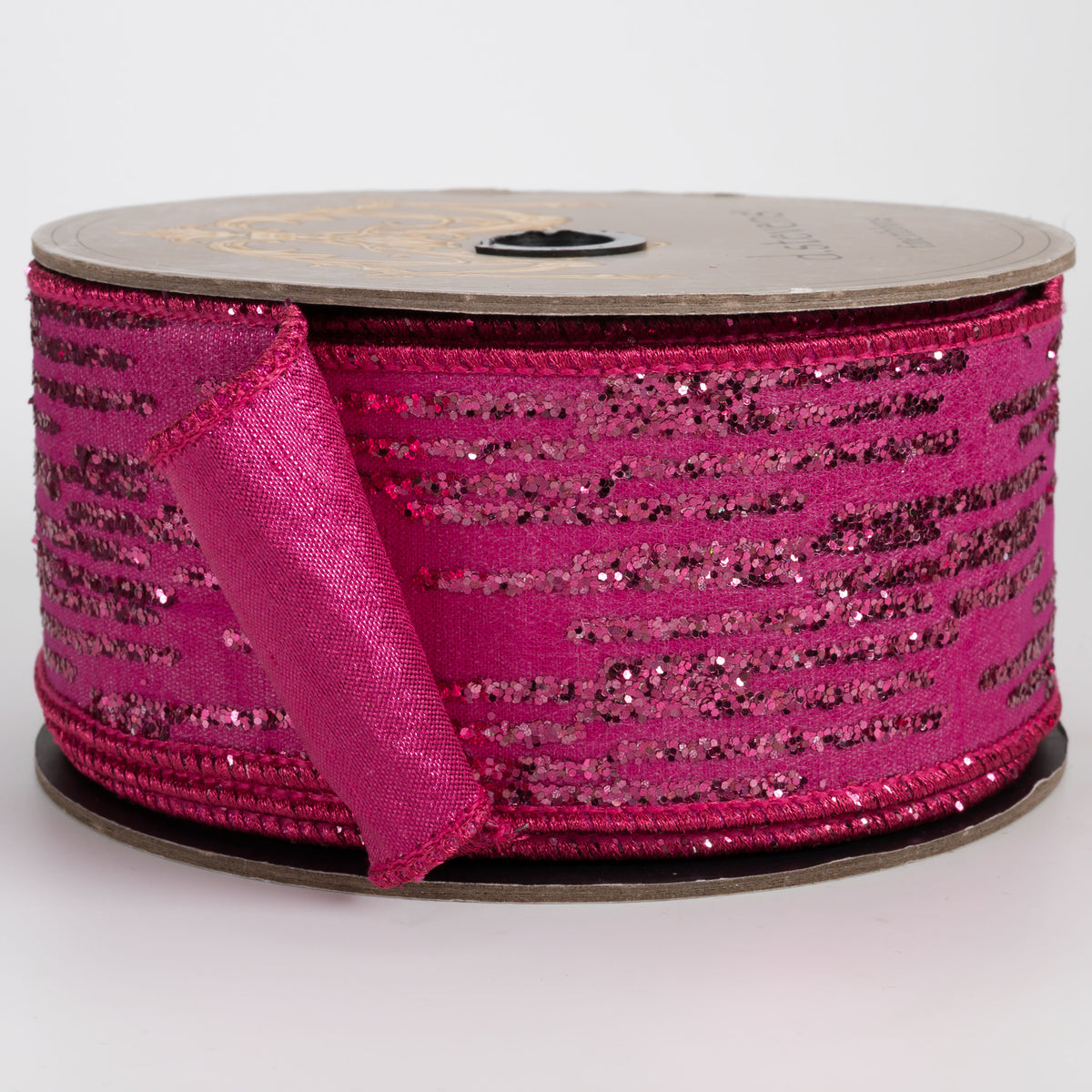 [D Stevens] 2.5" Glitter Streak Stripes Ribbon: Hot Pink (10 Yards)