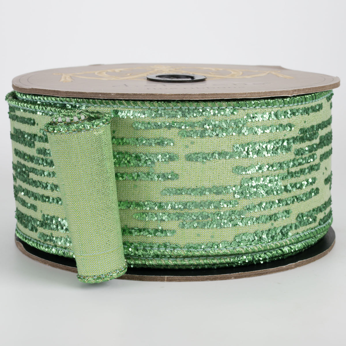 [D Stevens] 2.5" Glitter Streak Stripes Ribbon: Mint Green (10 Yards)