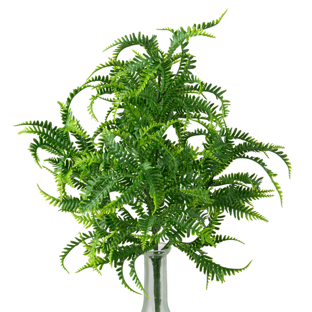 15" Plastic Mini Fern Bush: Dusty Two-Tone Green