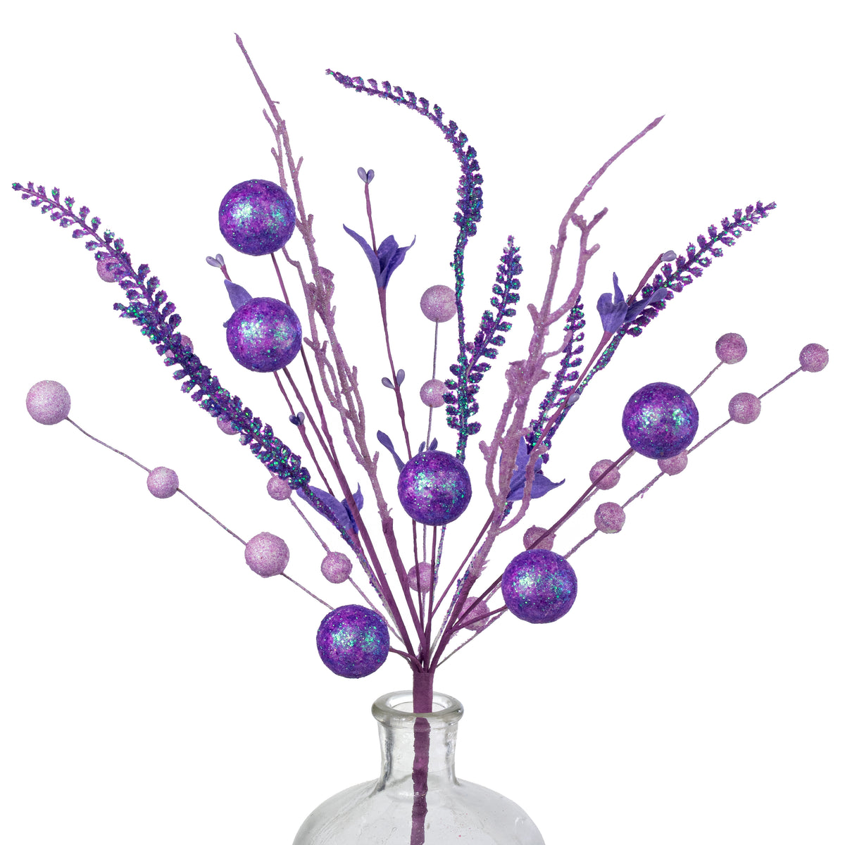 21" Glitter Ball Filler Bush: Iridescent Lavender Purple