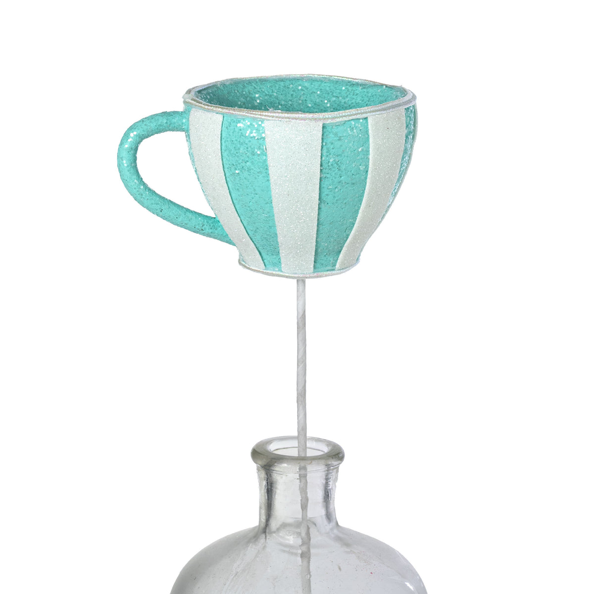 6" x 16" Striped Tea Cup Pick: Mint Blue